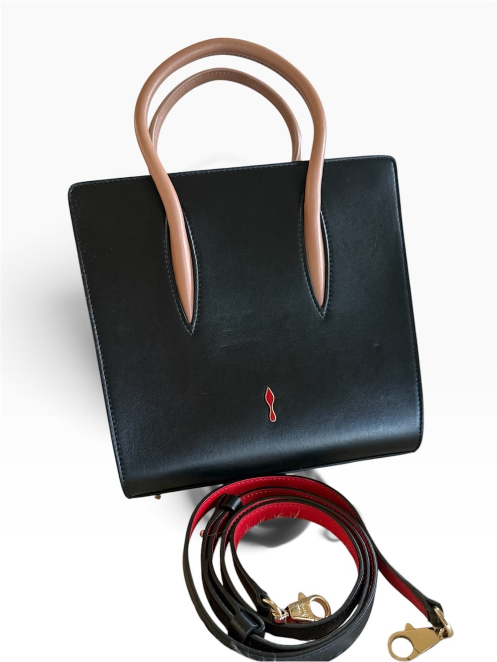 Christian Louboutin- AUTHENTIC 🍀 Spiked Paloma- Black w/ Leopard Print & Strap